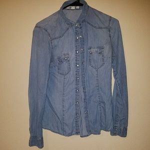 Long sleeve Denim Jean button up shirt